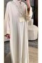 Beige Jalabiya with Sky Blue جلابيه بيج وخطط سماوي من الخلف - 2