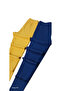 Stretchy Ribbed Fabric Navy Blue - Yellow Children's Leggings - 2