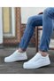 Men's White Laced Skin Leather Classic Shoes Casual Sports Stylish High Flat Sole Comfortable Sneaker - 2