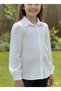Girl's Pearl/ Button Decorated Stylish White Blouse Shirt - 2