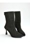 Black Suede Glitter Stone Goblet Heeled Stylish Short Boots - 5