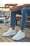 Men's White Casual Lace-up Skin Comfortable Sneaker Flexible Thick Comfortable Sole Walking Shoes - 5