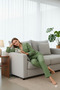 Green 100% Cotton Puff Textured Ara Piped Muslin Fabric Woven Pajama Set - 2