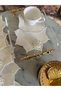 6 Pieces of Ecru Embroidered Silver Pearl Brooch Star Model Cocktail & Coffee Side Presentation Napkins - 4