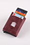 Genuine Leather Crazy Leather Men's Wallet with Automatic Card Holder Mechanism, Burgundy Snap Fastener