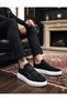 Men's Black and White Sole Sports Durable Casual Shoes High Thick Sole Banded Sneaker