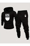 King Printed Hooded Tracksuit Set - Hooded Sweatshirt Bottom Top Set