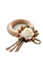 Set of 2 Rustic Gold and White Floral Napkin Rings |   Wooden Tableware Accessory