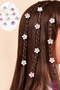 10-Piece Rainbow Colored Floral Stone Snap Clip Knitted Hair Ornament - Decorative Hairpin Earring Metal - 2