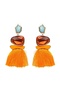 Mimosa Model Orange Tassel and Turquoise Stone Ethnic Boho Earrings - 3