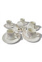 6-Person Turkish Coffee Cup Set |   White Patterned |   Gold Detailed Porcelain - 7