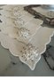 6 Pieces of Gardenia Fabric Cocktail & Coffee Presentation Napkins with Pearl Brooches and Edge Embroidery, Stain Resistant - 2