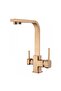 Cubix Purified Matte Gold Square Kitchen Sink Faucet – Double Handle, - 2