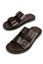 , Men's Genuine Leather Slippers 1611045Zm160 Brown - 5