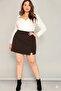 Women's Plus Size Single Slit Side Zipper Woven High Waist Stretchy Short Skirt with Shorts Inside - 4