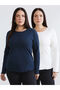Uzg Store for Style Seekers Plus Size Zero Roba Collar Women's T-Shirt 2-Pack - 2