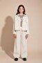 Cream Button-Detail Linen Shirt and Pants Girls' 3-Piece Set 23495 - 2