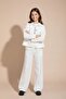 Ecru Button Detailed Linen Shirt and Trousers Girl's 3-Piece Set 23496 - 3