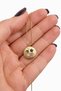 Women's - Gold Plated Medallion Necklace with Star & Heart Figures - Colorful Stone Detail - Tarnish-Free Steel - 3