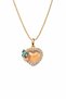 Women's - Gold Color Stone Necklace - Heart Shaped Zircon Surrounded by Butterfly Detail - Non-Tarnish Stainless Steel