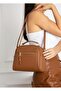 Women's Crossbody and Handbag with Adjustable Strap Leather Textured Three Compartment Large Shoulder and Handbag - 2