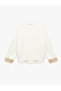 Long Sleeve Cuffs Faux Fur Detailed Round Neck Sweatshirt - 3
