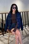 Color Stitched Short Denim Jacket - Navy Blue Navy Blue - 2