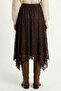 Lace Detailed Asymmetrical Midi Skirt Lmc0087 Brown - 4