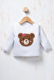 Rocha Baby Girl Denim Look Bowknot Teddy Bear Embroidered 3-Piece Set - Combination Set with Cotton Jacket - 6