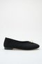 Women's Buckle Accessory Detailed Casual Ballerina Black Suede - 6
