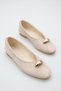 Women's Buckle Accessory Detail Daily Ballet Flats Nude Suede