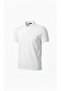 Men's Pique Fabric Buttoned Collar Regular Fit Casual Short Sleeve T-Shirt - White