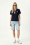 Embroidered Scarf Knitted T-Shirt Lmc0085 Dark Blue - 2