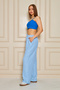 Women's Trend High Waist Elastic B.Blue Loose Trousers - 7