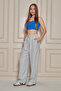 Women's Trend High Waist Elastic Gray Loose Pants - 7