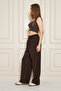 Women's Trend High Waist Elastic Brown Loose Pants - 2