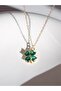 Green Zircon Stone Clover Necklace - 2