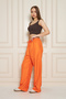Women's Trend High Waist Elastic Orange Loose Pants - 2