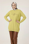 44210 - Stylish Comfortable Mercerized Embroidery Detailed Women's Long Flowy Slim Knit Sweater