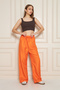 Women's Trend High Waist Elastic Orange Loose Pants - 6