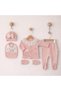 Seasonal 100% Cotton 5-Piece Bowknot Scalloped Newborn Baby Girl Hospital Discharge Bodysuit Set Boxed - 4