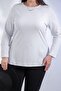 Plus Size Crew Neck Basic Blouse White - 8