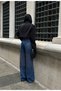 Wide Leg High Waist Baggy Jean Trousers with Stones - 4