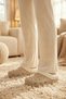 Cream Color Plush Inside Sabo Slippers with Gold Buckle - 5