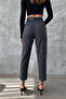 Anthracite Belted Wool Effect Trousers - 3222 - 4