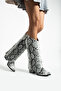 Diva Gray Snakeskin Leggings with Zipper Detail 6 cm Heeled Boots