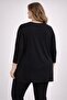 Women's Plus Size Black, Print and Stone Detail, Side Slit Blouse 65N39346 - 5