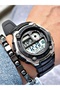 Black Color Digital Waterproof Original Men's Wristwatch + Bracelet - 5