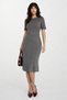 Anthracite Stitching Detailed Belt Buckle Short Sleeve Midi Dress Alc-X15057 - 3