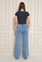 Women's Loose Wide Leg High Waist Baggy Blue Jeans - 7